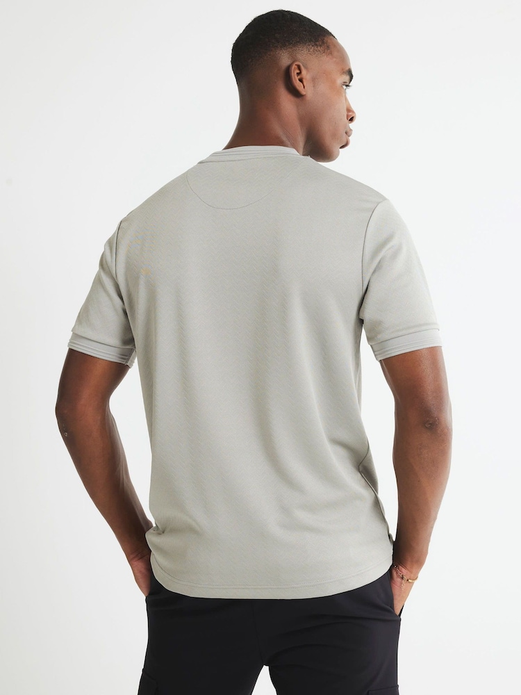 River Island Natural Slim Fit Jacquard T-Shirt - Image 2 of 4