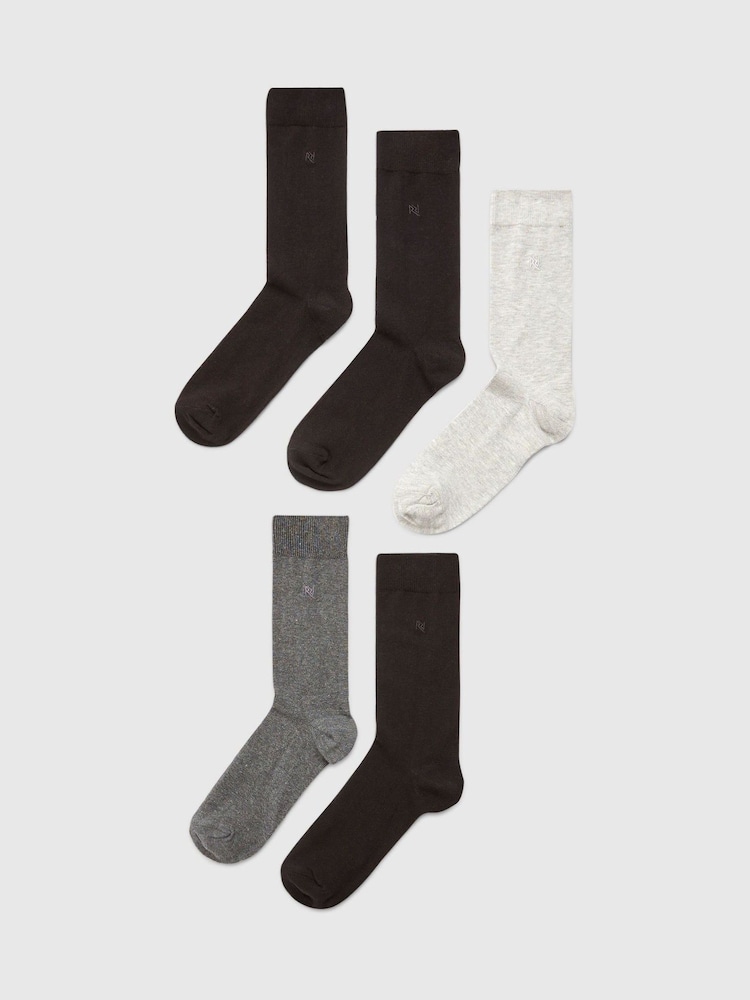 River Island 5 Pack Embroidered Socks - Imagem 1 de 3