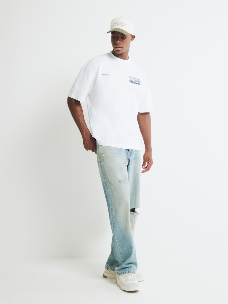 River Island White Regular Fit Montreal GP Print T-Shirt - Image 1 of 4