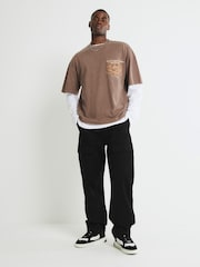 River Island Black Loose Fit Stretch Cargo Trousers - Image 1 of 4
