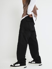 River Island Black Loose Fit Stretch Cargo Trousers - Image 3 of 4