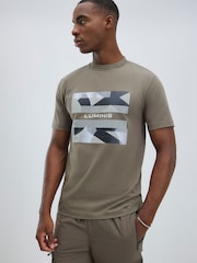 River Island Brown Slim Fit Geo Print T-Shirt - Image 1 of 4