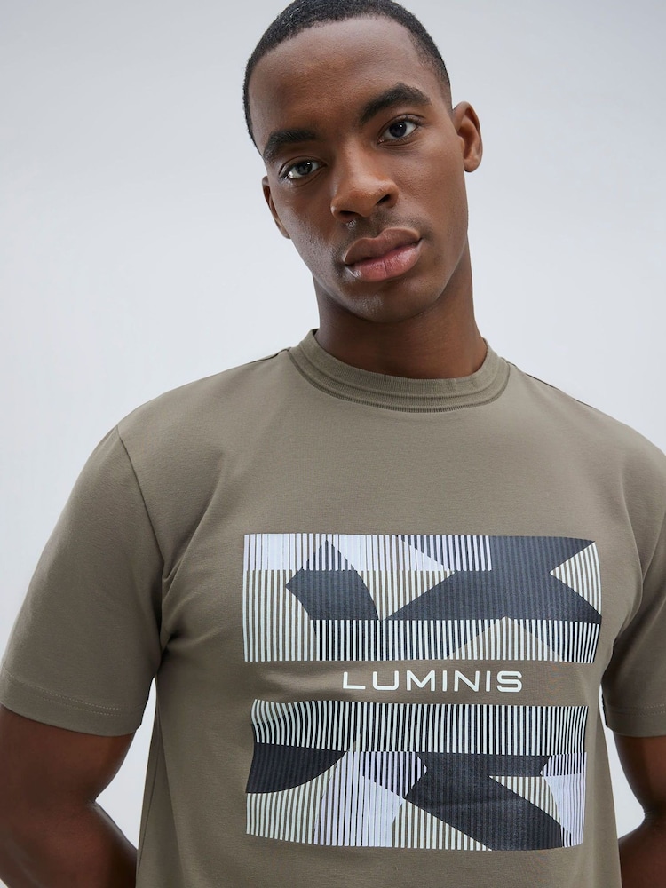 River Island Brown Slim Fit Geo Print T-Shirt - Image 4 of 4