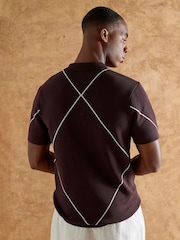 River Island Purple Slim Fit Argyle Knit Polo Shirt - Image 2 of 4