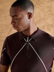 River Island Purple Slim Fit Argyle Knit Polo Shirt - Image 4 of 4