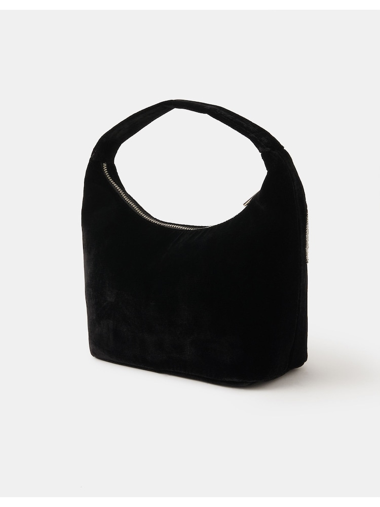 Accessorize Black Heart Embellished Velvet Handbag - Image 2 of 4