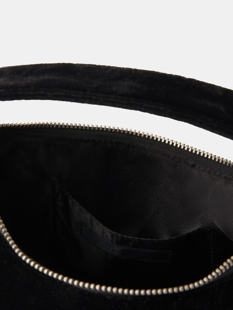Accessorize Black Heart Embellished Velvet Handbag - Image 4 of 4