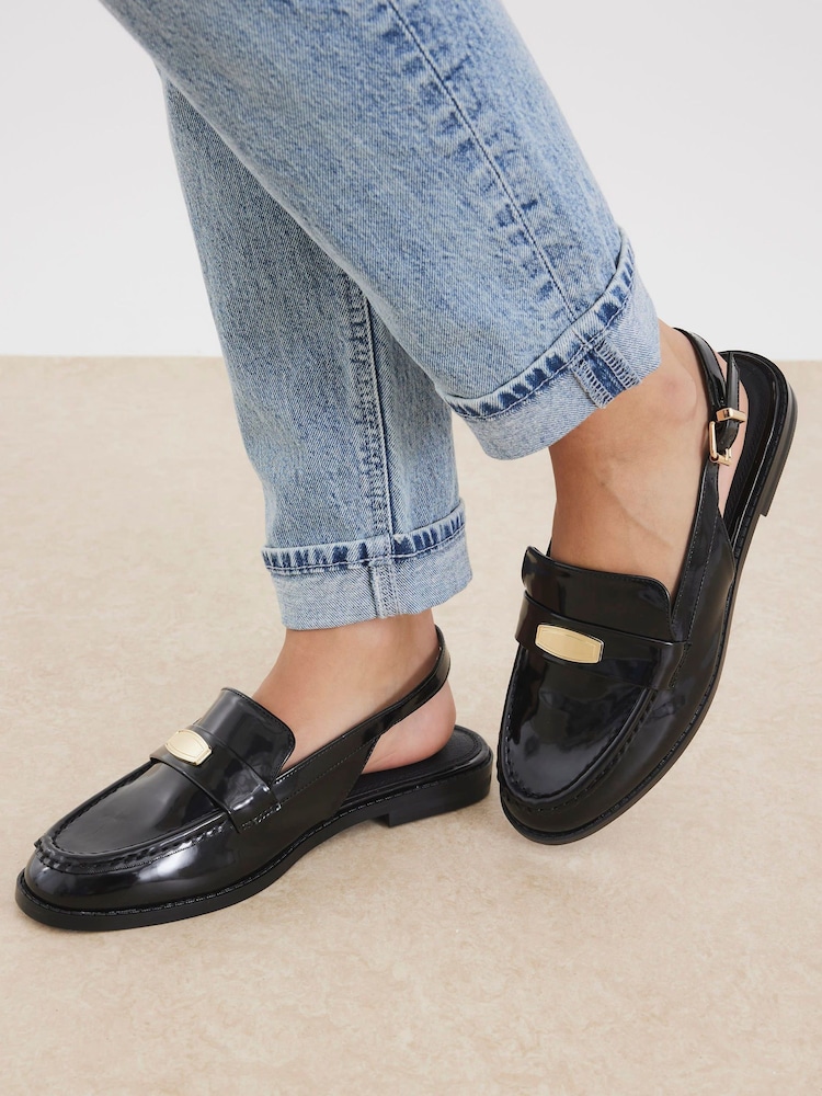 River Island Black Sling Back Loafers - Image 1 of 6