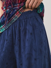 Navy Blue Broderie Balloon Leg Trousers - Image 3 of 7