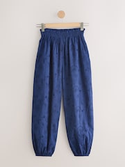 Navy Blue Broderie Balloon Leg Trousers - Image 4 of 7