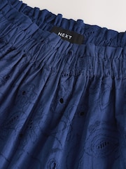 Navy Blue Broderie Balloon Leg Trousers - Image 5 of 7