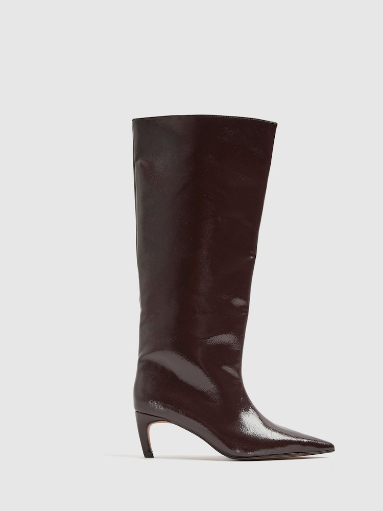 River Island Red Faux leather High Leg Boots - Image 2 of 6