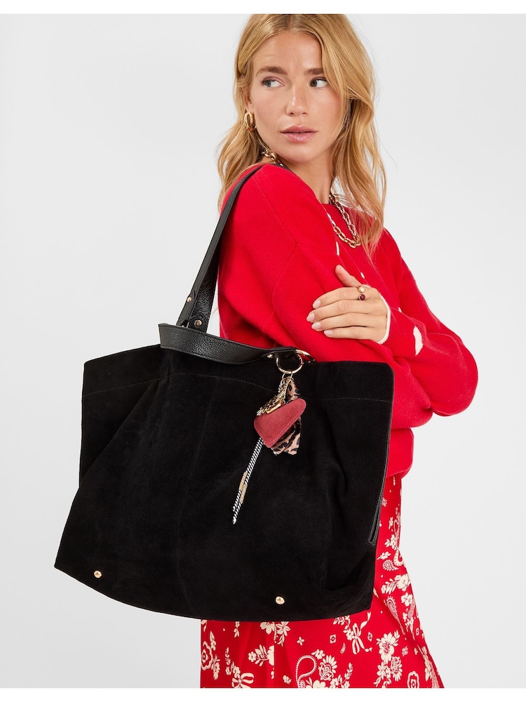 Accessorize Black Multi Strap Suede Tote Bag - Image 1 of 5