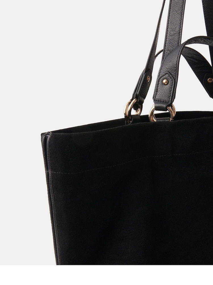 Accessorize Black Multi Strap Suede Tote Bag - Image 5 of 5 Accessorize Black Multi Strap Suede Tote Bag - Image 5 of 5