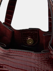 Accessorize Red Faux Croc Skin Patent Tote Bag - Image 2 of 2
