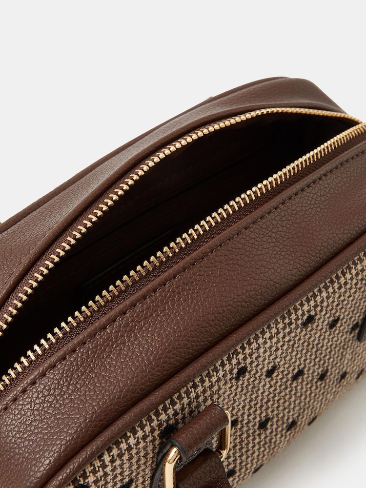 Accessorize Brown Heart Print Houndstooth Bowler Bag - Image 2 of 2