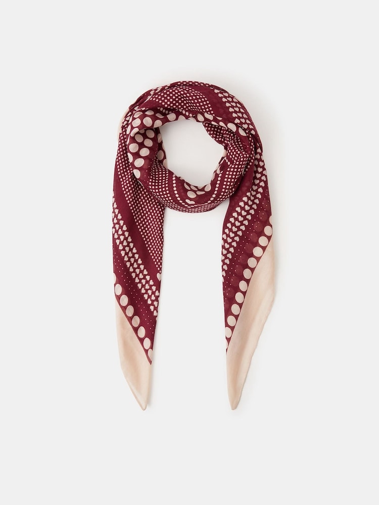 Accessorize Red Large Polka Dot Heart Satin Scarf - Image 1 of 3