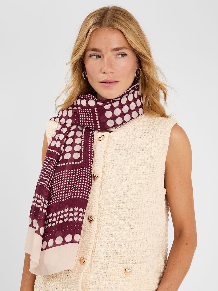 Accessorize Red Large Polka Dot Heart Satin Scarf - Image 3 of 3