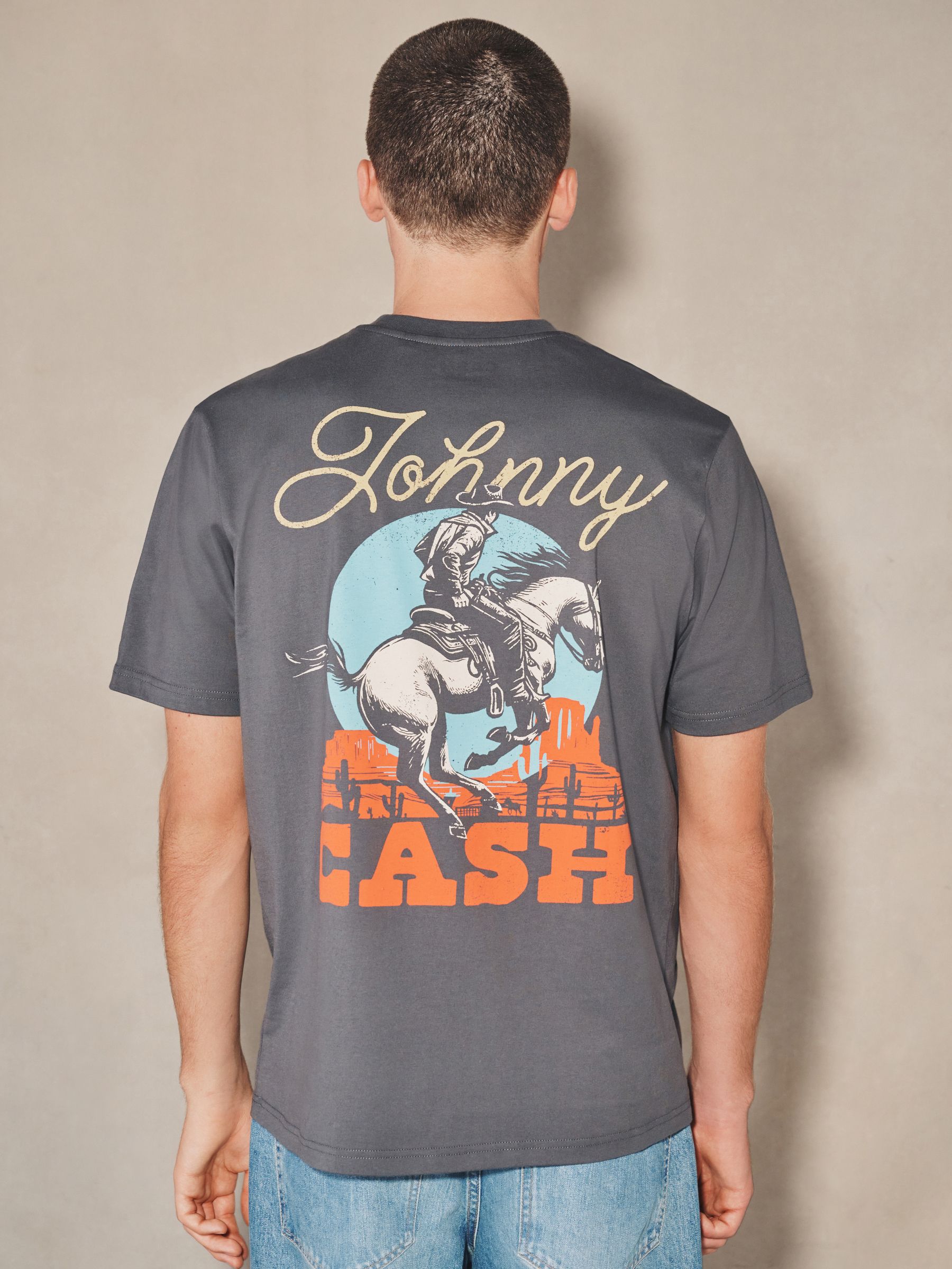 Buy Grey EDIT Johnny Cash Graphic T-Shirt from Next USA