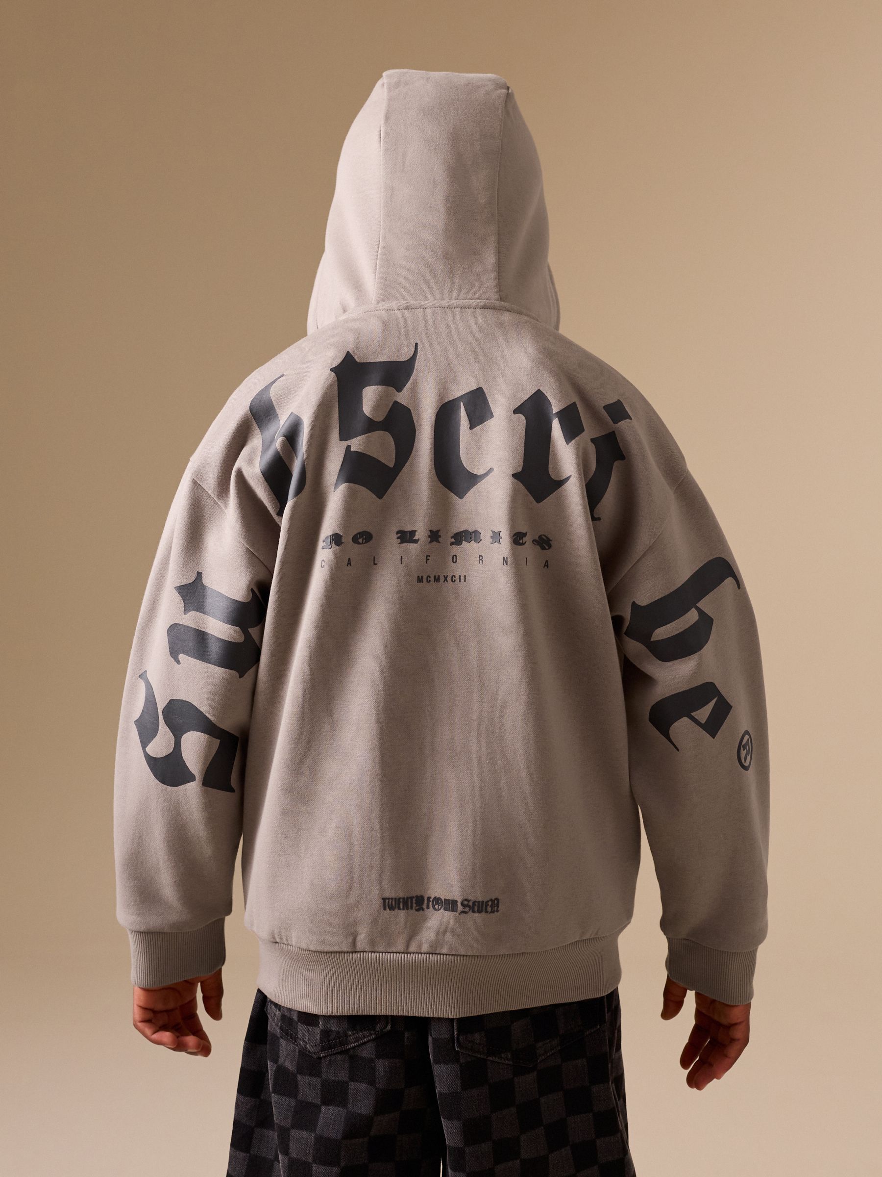 Buy Stone Subscribe Graphic Zip Through Hoodie (3-16yrs) from Next USA