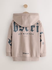 Stone Subscribe Graphic Zip Through Hoodie (3-16yrs) - Image 6 of 9