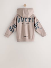 Stone Subscribe Graphic Zip Through Hoodie (3-16yrs) - Image 7 of 9