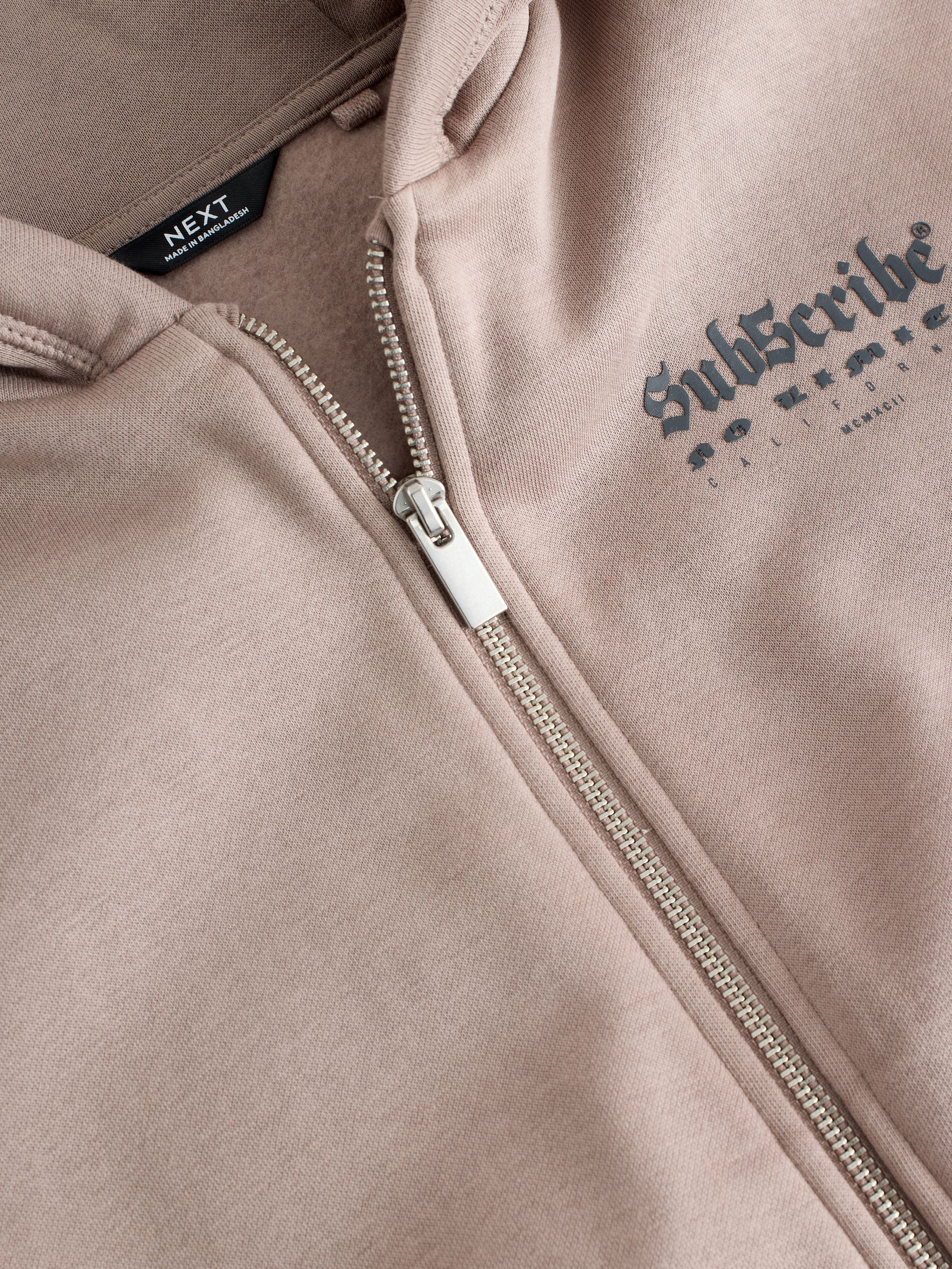 Buy Stone Subscribe Graphic Zip Through Hoodie (3-16yrs) from Next