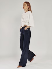 Reiss Indigo June Petite Flared Seam-Detail Jeans - Image 3 of 8