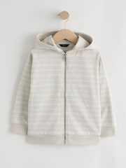 Neutral Textured Graphic Zip Through Hoodie (3-16yrs) - Image 1 of 4