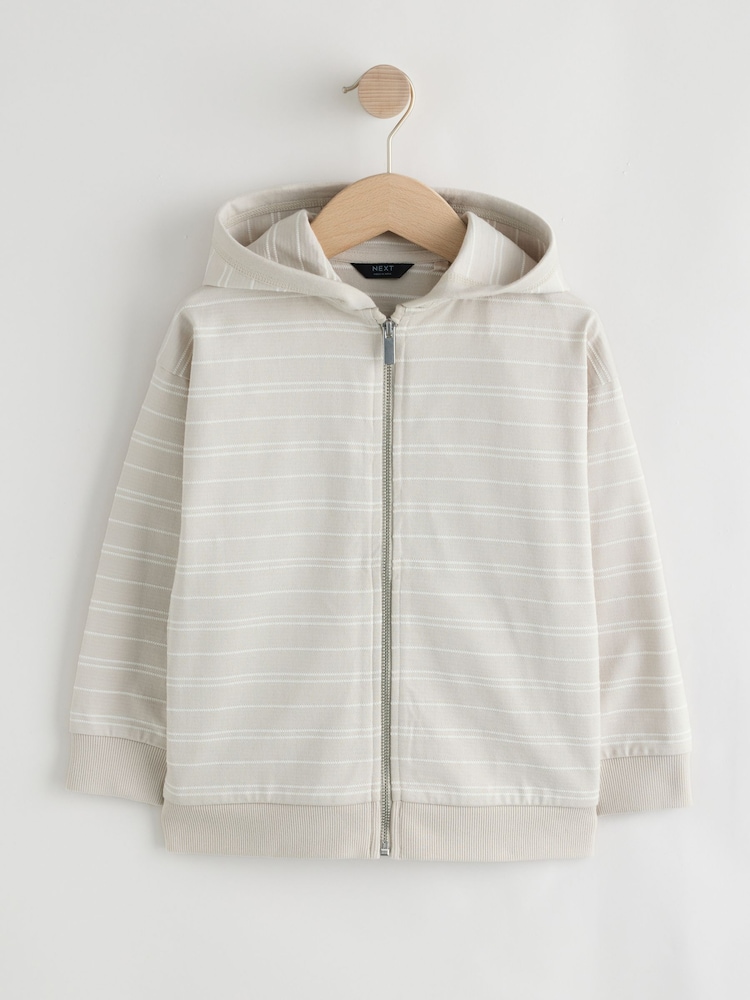 Neutral Textured Graphic Zip Through Hoodie (3-16yrs) - Image 1 of 4