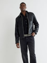 River Island Black Faux Leather Western Jacket - Image 1 of 4
