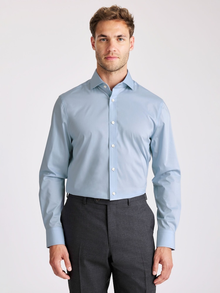 MOSS Tailored Fit Sky Blue Stretch Shirt - Image 1 of 2