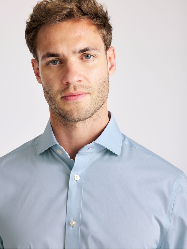 MOSS Tailored Fit Sky Blue Stretch Shirt - Image 2 of 2 MOSS Tailored Fit Sky Blue Stretch Shirt - Image 2 of 2