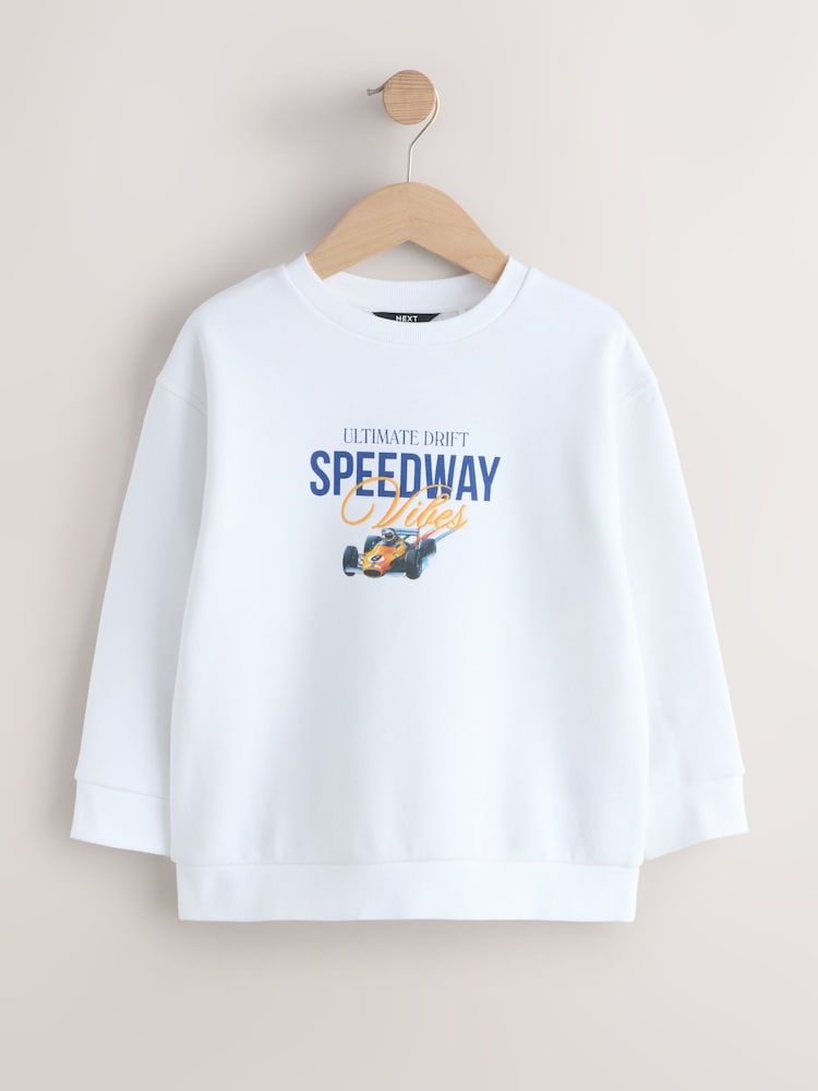 White Graphic Crew Neck Sweater (3-16yrs) - Image 1 of 4