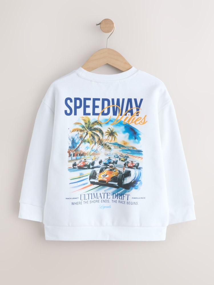 White Graphic Crew Neck Sweater (3-16yrs) - Image 2 of 4