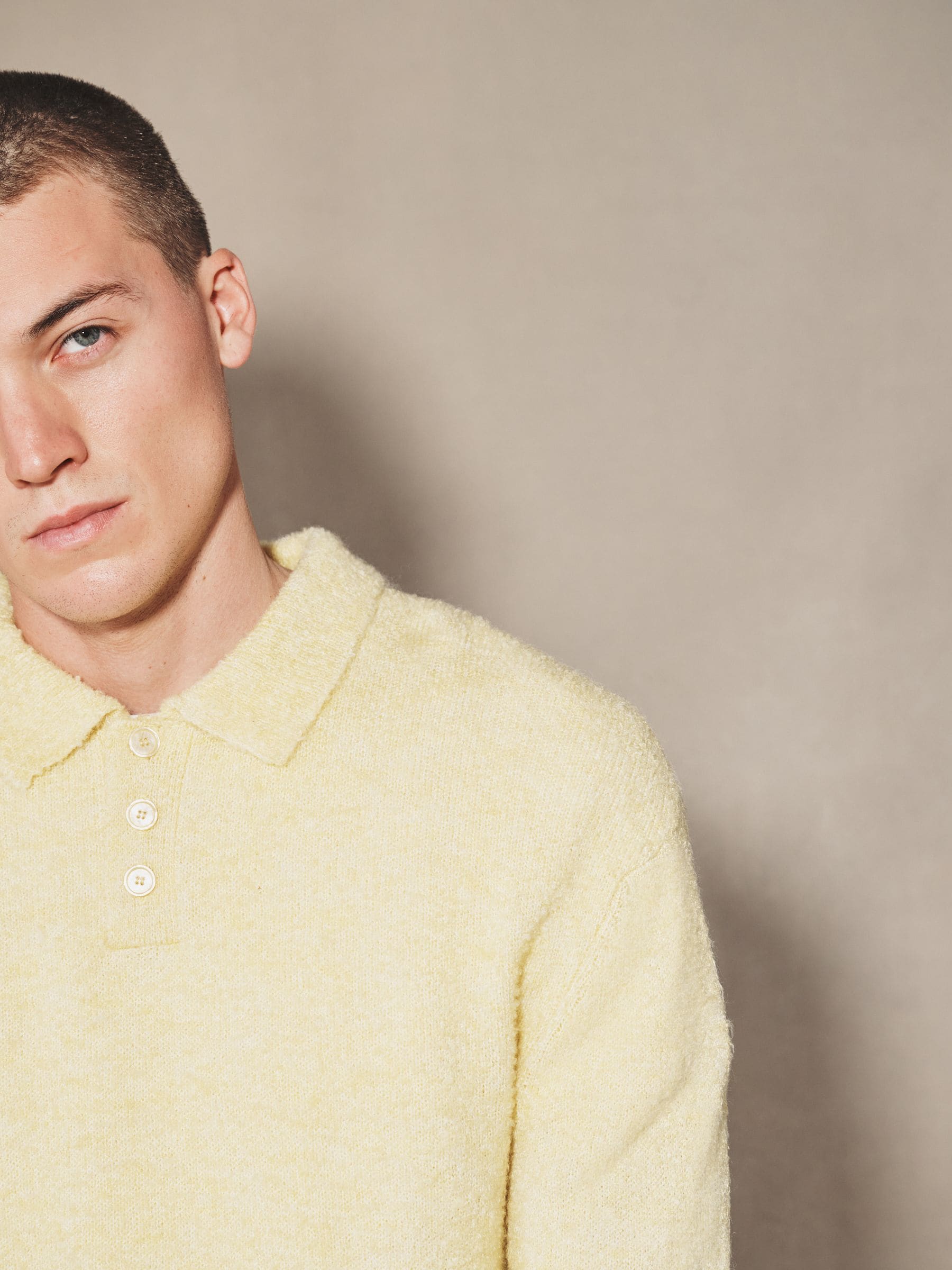 Buy Yellow EDIT Long Sleeve Knit Polo Shirt from the Next UK