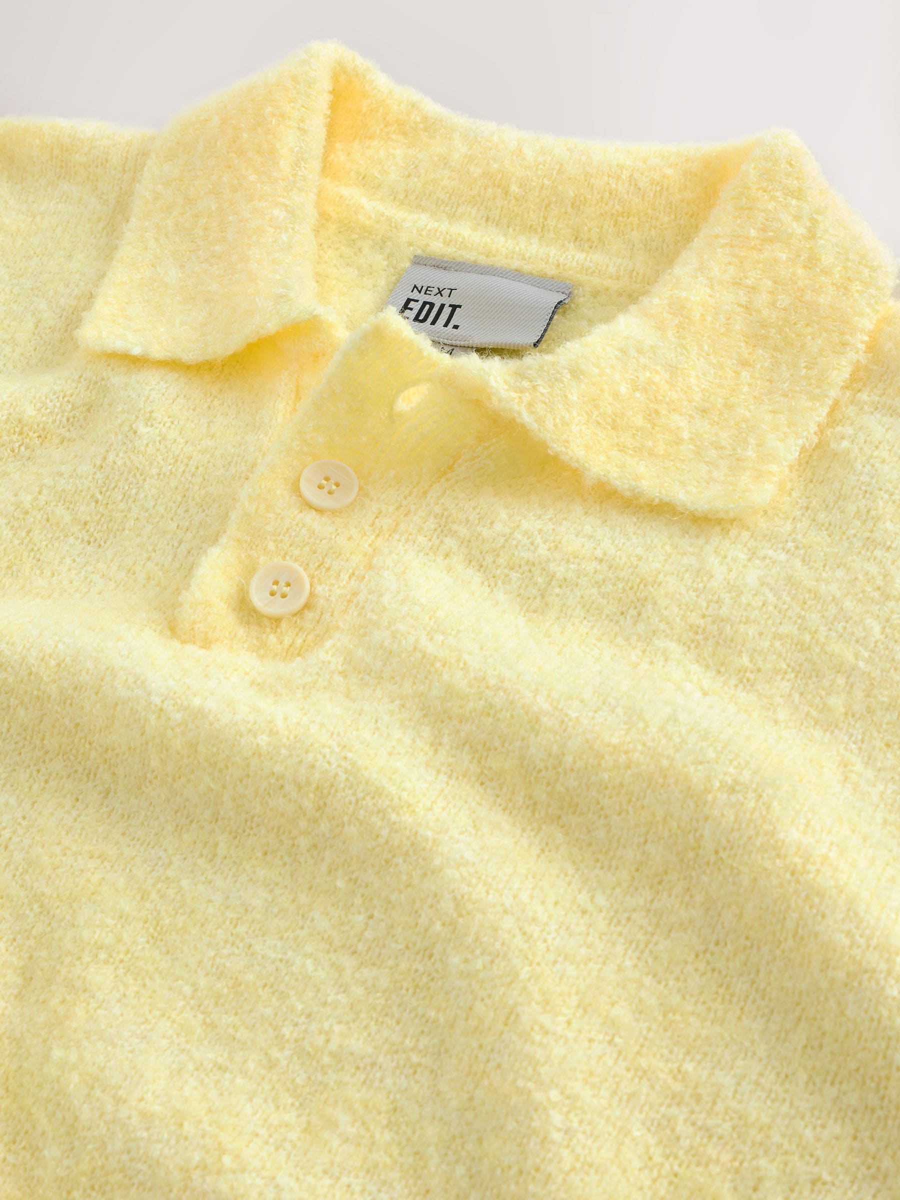 Buy Yellow EDIT Long Sleeve Knit Polo Shirt from the Next UK