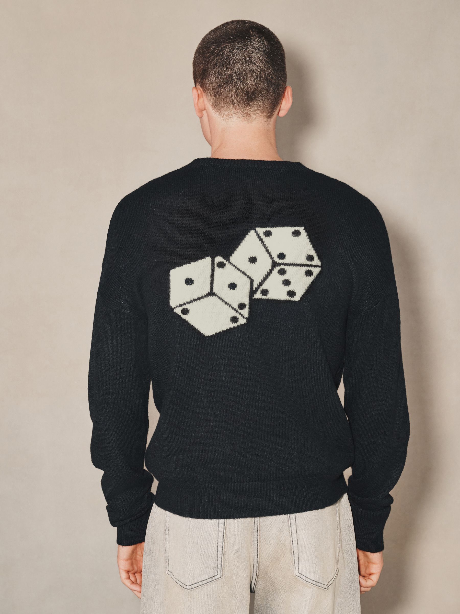 Cumpără Negru - EDIT Knitted Graphic Crew Neck Jumper from Next