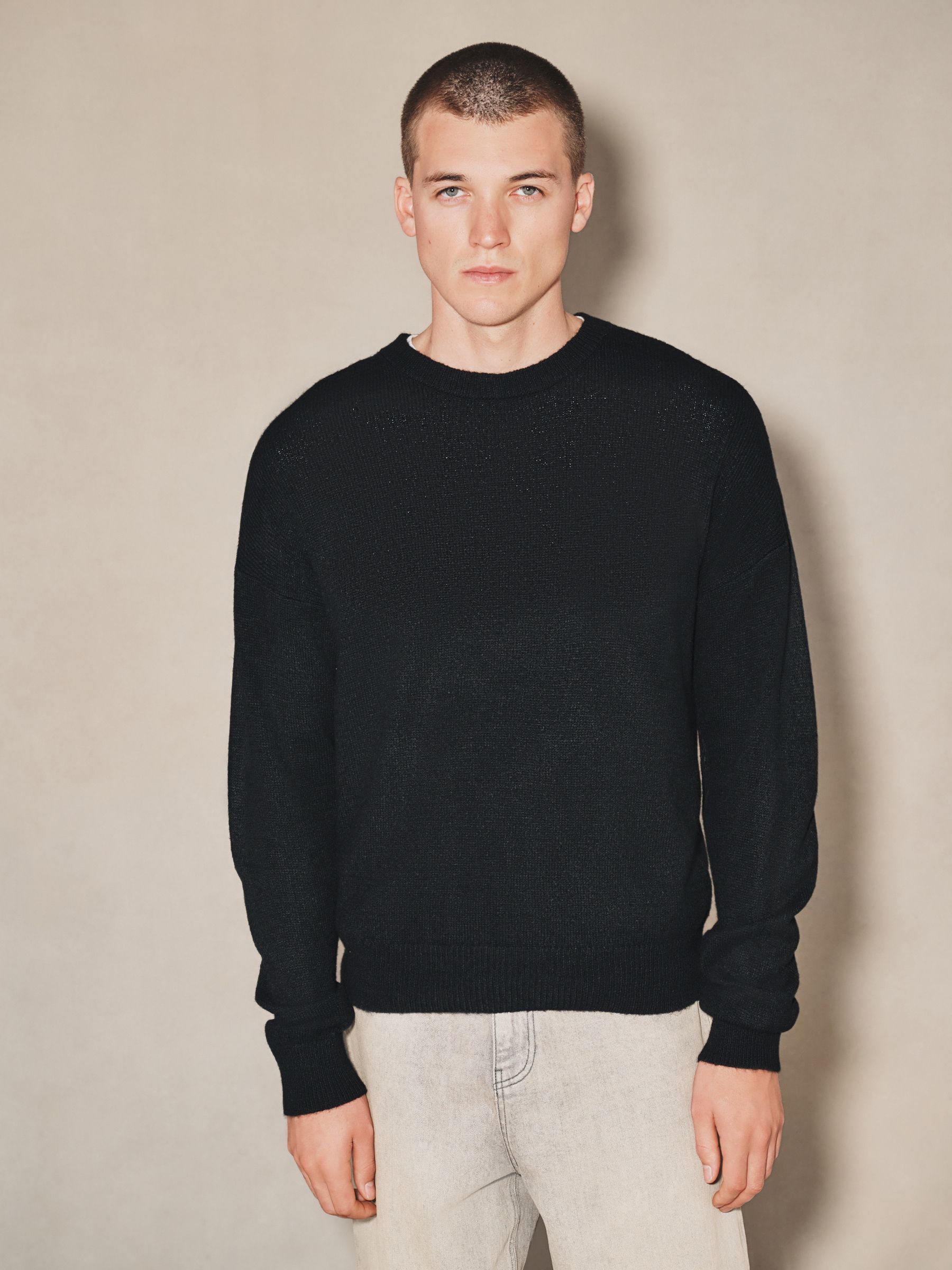 Cumpără Negru - EDIT Knitted Graphic Crew Neck Jumper from Next