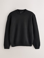 Black EDIT Knitted Graphic Crew Neck Jumper - Image 5 of 8