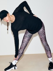 أسود - تيشرت كُم طويل ياقة بحافة مستديرة من Active - صورة 2 من 8