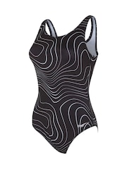 Zoggs Scoopback Black Swimsuit with built in Shelf Bra Support - Image 1 of 2