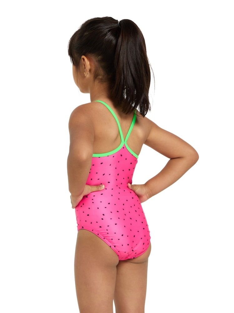 Zoggs Girls Pink Watermelon Tex Back Swimsuit - Image 2 of 5