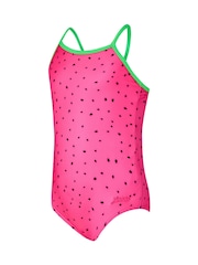 Zoggs Girls Pink Watermelon Tex Back Swimsuit - Image 4 of 5