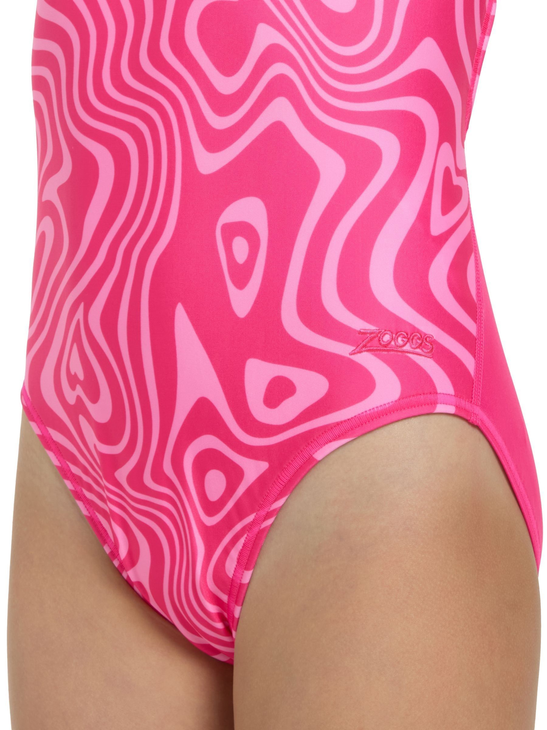 Buy Zoggs Flyback Girls Pink Fever heart Front Lined Swimsuit from