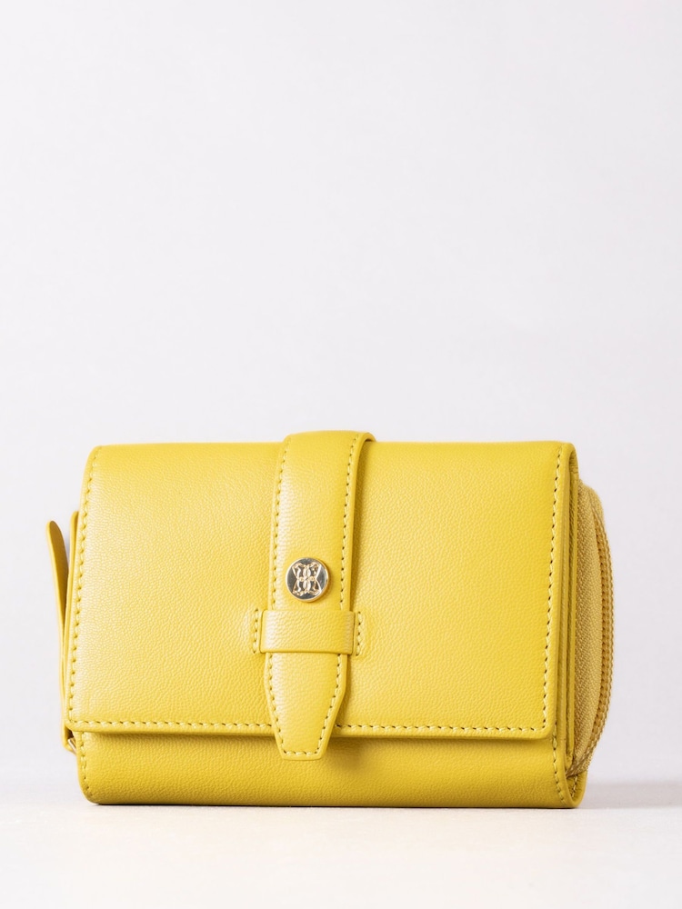 Lakeland Leather Yellow Medium Icon Stud Tab Purse - Image 1 of 5 Lakeland Leather Yellow Medium Icon Stud Tab Purse - Image 1 of 5