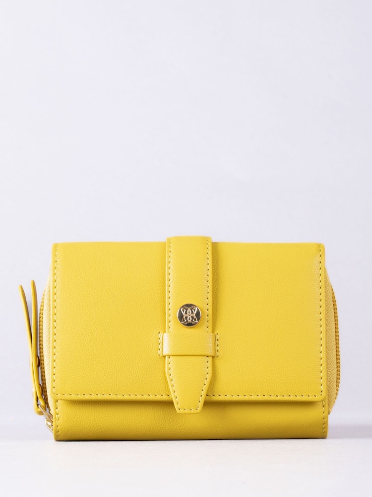Lakeland Leather Yellow Medium Icon Stud Tab Purse - Image 2 of 5 Lakeland Leather Yellow Medium Icon Stud Tab Purse - Image 2 of 5