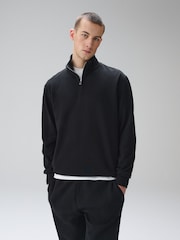 Black/Stone Cotton Rich Lightweight Jersey Sweat top Quarter  Zip 2 Pack - Image 2 of 11