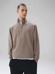 Black/Stone Cotton Rich Lightweight Jersey Sweat top Quarter  Zip 2 Pack - Image 3 of 11