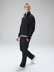 Black/Stone Cotton Rich Lightweight Jersey Sweat top Quarter  Zip 2 Pack - Image 4 of 11